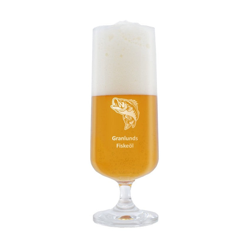 Ölglas med gravyr - Fiske, Abborre