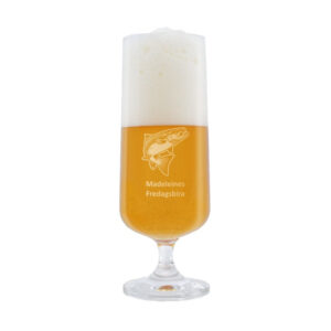 Ölglas med gravyr - Fiske, Lax