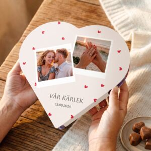Personaliserad hjärtformad chokladask med Milka praliner