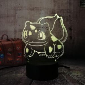 Pokémon Lampa av Bulbasaur, 7 Färger, Skiftande Ljus och Lång Batteritid - 3D Lampa